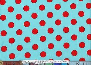 Michael Miller Fabric ~ Aqua Red Quarter Dot 3744  