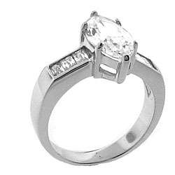 Sterling Silver Cubic Zirconia Marquise cut Engagement style Ring 