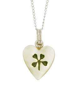 Sterling Silver Four leaf Clover Heart Necklace  