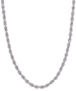 14k White Gold 22 inch Rope Necklace  