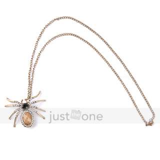   Style Bronze Necklace with Rhinestone Spider Shape Pendant  
