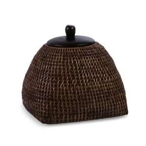  8.5h Rattan Woven Wooden Lidded Container Box Jar
