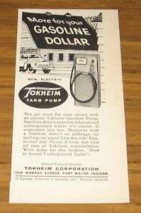 1959 AD~TOKHEIM FARM GASOLINE PUMPS~FORT WAYNE,IN  