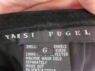 YANSI FUGEL Black Suede Mid Calf Skirt Bottom Sz 6  