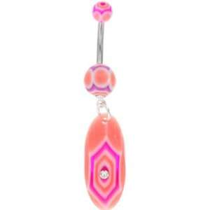  ORANGE Psychedelic UV Dangle Belly Rings Jewelry