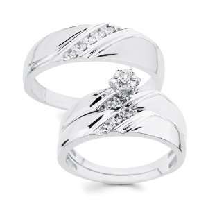   Ring and Wedding Band 3 Pieces Bridal Set (0.14 CTW., G H Color, SI1 2