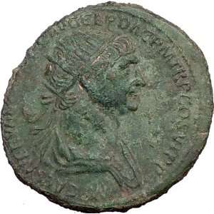 TRAJAN 113AD Dupondius Genuine Authentic Ancient Roman Coin ROME Good 