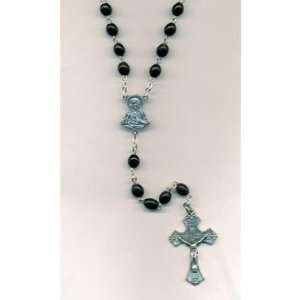    Wood Rosary with St. Joseph Center Black 8mm