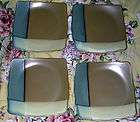 Set of 4 Sango Gold Dust Green Square Salad Plates (New in Box)