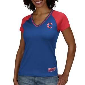   Chicago Cubs Ladies Royal Blue In The Dust Premium V Neck Fashion Top