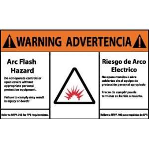 Warning, Arc Flash Hazard, Bilingual, (Graphic), 3X5, Adhesive Vinyl 