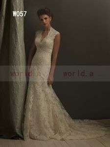   Mermaid Floor Length Lace V neck Wedding Dress New 
