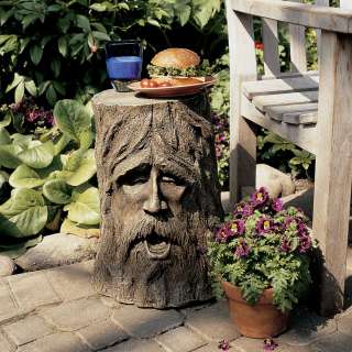 17.5 Exotic Mystical Greenman Outdoor Tree Stump Sculptural Table 