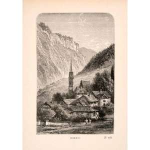   Mountain Church Architecture   Original Engraving