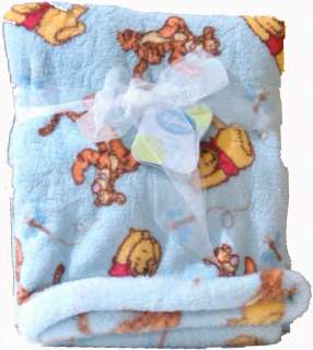   the Pooh Baby Blanket Blue Boys Nursery Toddler Super Soft  