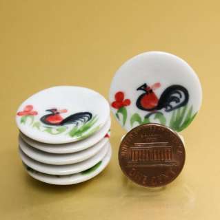 pcs. Ceramic Chicken Plate Dish Dollhouse Miniature  