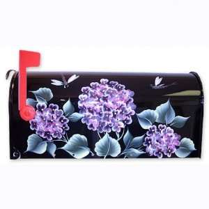 Blue Hydrangea Mailbox (Black) (20H x 6.85W x 9D)