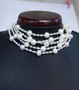 MULTI STRAND CHOKER NECKLACE WITH WHITE PEARLS  