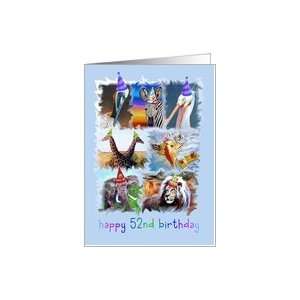  Colorful 52nd Birthday Zoo Animals Card Toys & Games