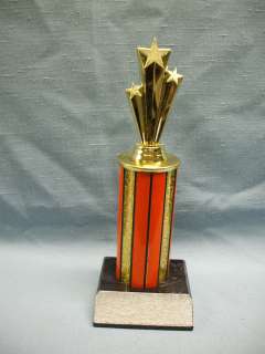multi STAR halloween trophy award orange wood base  