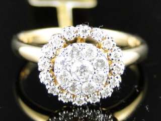   GOLD CLUSTER ROUND CUT DIAMOND BRIDAL ENGAGEMENT RING 1/2 CT  