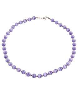 Silver Lavender Purple Tigers Eye Necklace  