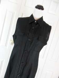   Giorgio Armani Le Collezioni Size 14 Long Black Dress Linen Sleeveless
