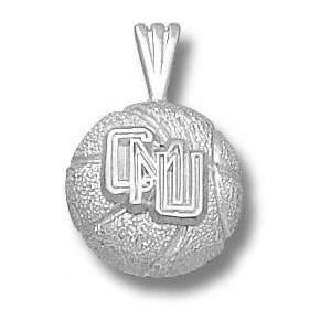 Central Michigan Chippewas Solid Sterling Silver CMU Basketball 