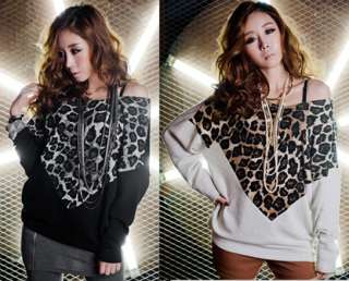 SEXY LEOPARD PATCHWORK BATWING SLEEVE TOP 2172  