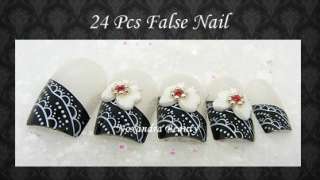 24Pcs 3D Pre Design False Nails Tips Nail Art  N240022  