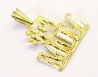 MOM 14K Solid Yellow Diamond Cut Gold Pendant ~ 22mm  