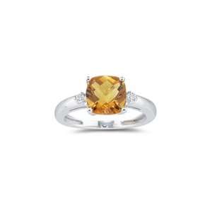  0.04 Ct Diamond & 1.59 Cts Citrine Ring in 14K White Gold 