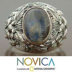 Sterling Silver Lions Charisma Mens Moonstone Ring (Indonesia 