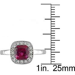 10k Gold Created Ruby and Diamond Accent Ring  