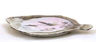 Old Japanese Kutani Imari Fish Plate w Crane Bird  