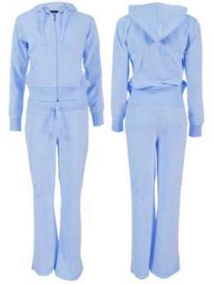 NEW WOMENS LADIES TRACKSUIT VELOUR HOODED FULL ZIP LOUNGE SUIT UK SIZE 