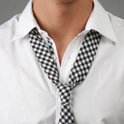 No Retreat Mens Woven Shirt and Checkered Tie Set  