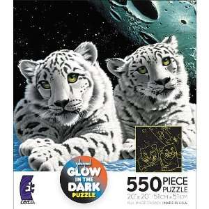   of The Snow Leopard GLOW IN THE DARK 550 Piece Puzzle Toys & Games