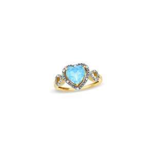  Shaped Lab Created Aquamarine and Diamond Accent Heart Frame Ring 