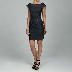 Miss Sixty Womens Black Denim Zipper Sheath Dress  