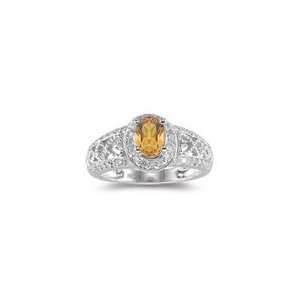  0.44 Cts Diamond & 0.73 Cts Citrine Ring in 14K White Gold 