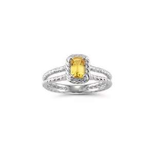  0.55 Cts Yellow Sapphire Solitaire Ring in 14K White Gold 