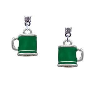 Green Beer Clear Swarovski Post Charm Earrings [Jewelry]