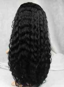 22 1# india remy human hair water wave full lace wig  