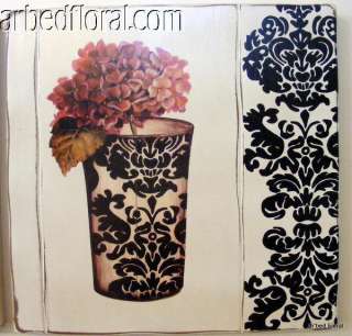 French Cream & Black Floral Vase Decorative Art Picture  