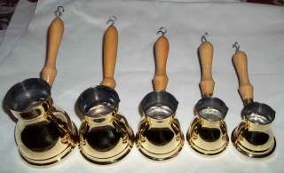 Set 5 Hand Made Egyptian Turkish Classic Arabian Coffee Maker Brass 