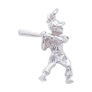   Rembrandt Charms Male Baseball Player Charm, Sterling Silver Jewelry