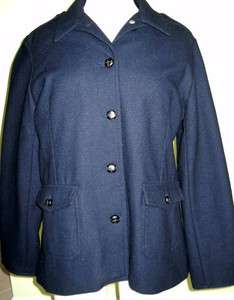 REDUCED* G.H. BASS & Co. WOMENS SIZE LARGE Navy Blue 100% wool Pea 