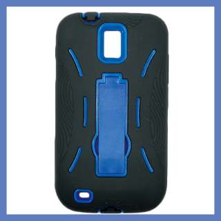 for TMOBILE Samsung Galaxy S II T989 Heavyduty Case w/ Blue Kick Stand 
