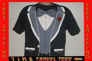 vintage 1980 TUXEDO JACKET T Shirt LARGE novelty funny suit tie 